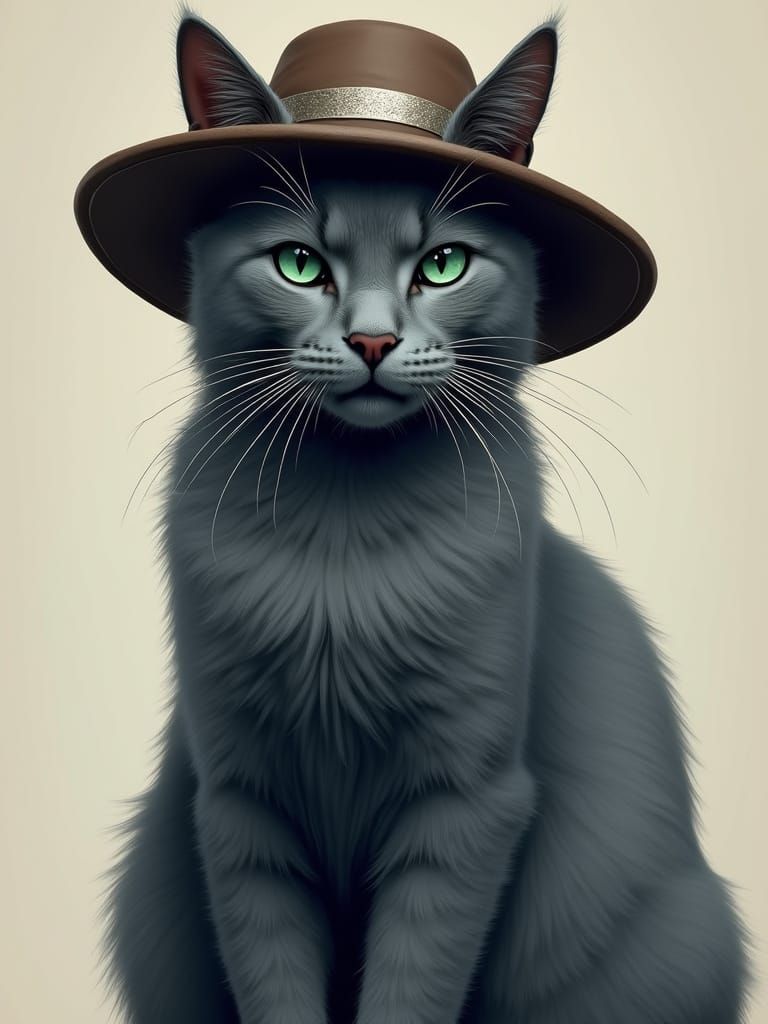 Russian blue Siberian tabby cat.