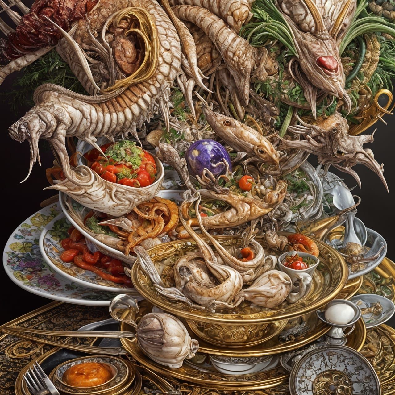 Detailed Waiter Illustration in Hyperrealistic Style