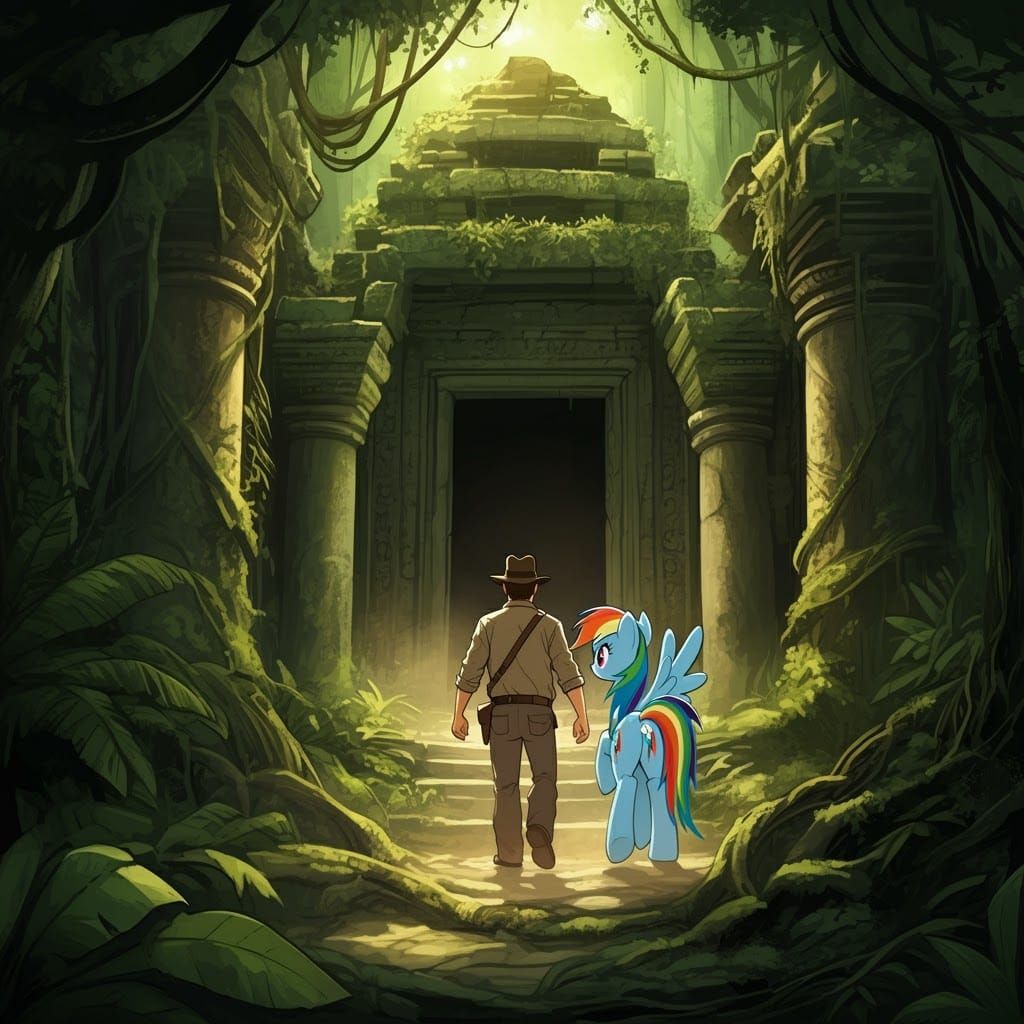 Indiana Jones and Rainbow Dash at Jungle Temple