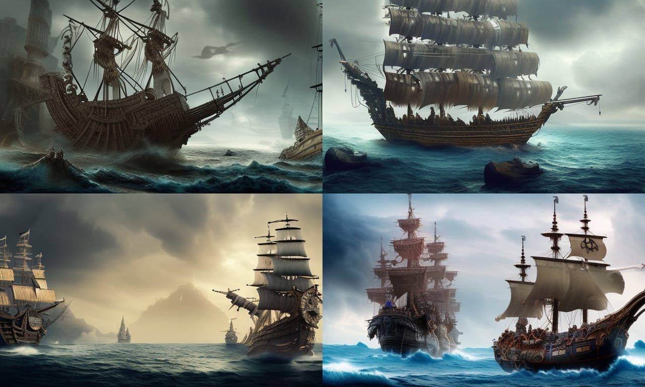 Epic Pirate Ship: Dramatic Digital Matte Painting