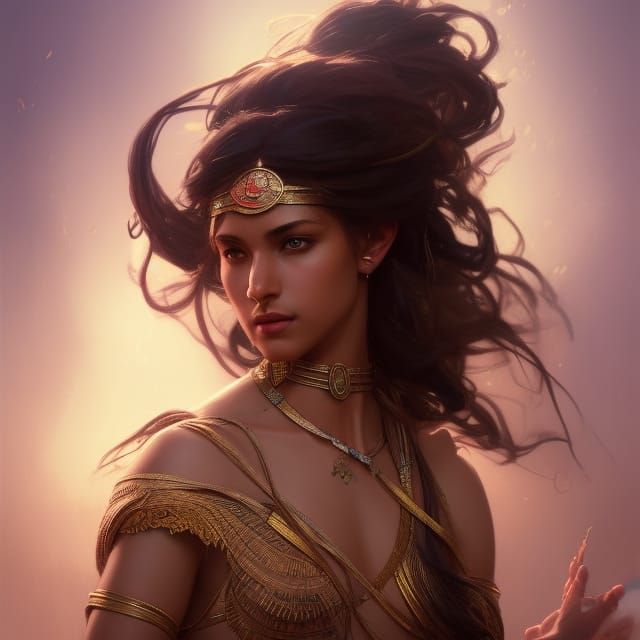 Arabian Warrior Princess Portrait in Hyperdetailed Style