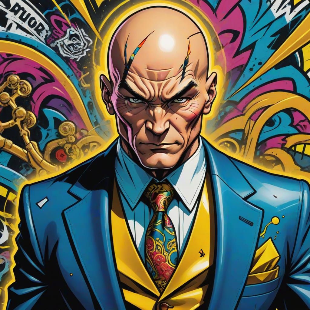 Professor X in Ed Hardy Style with Vibrant Colors