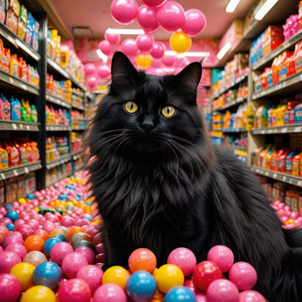 Sultry Cat at Rest in Bubblegum Display