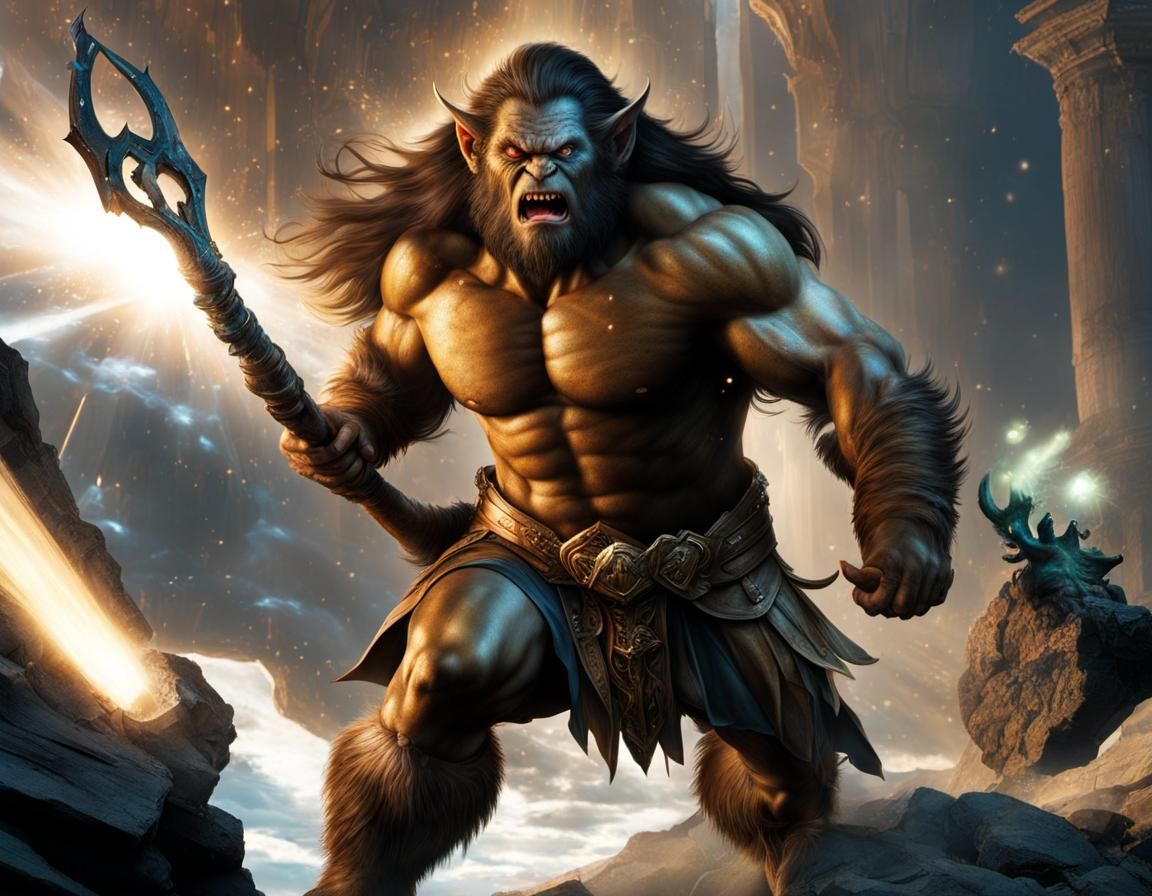 Grendel Breaks Through Heorot's Doors in Hyperrealism