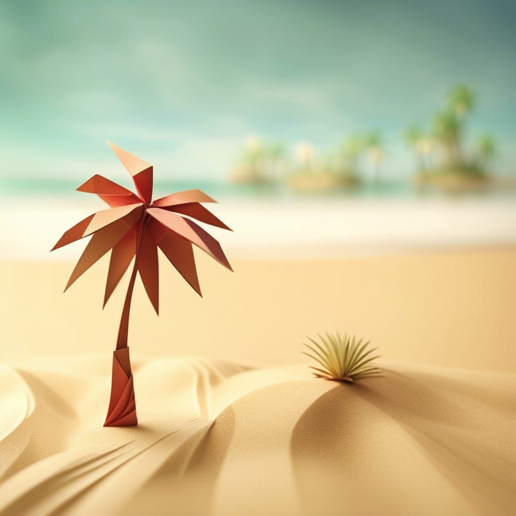 Swaying Palm Tree Amidst Tropical Paradise