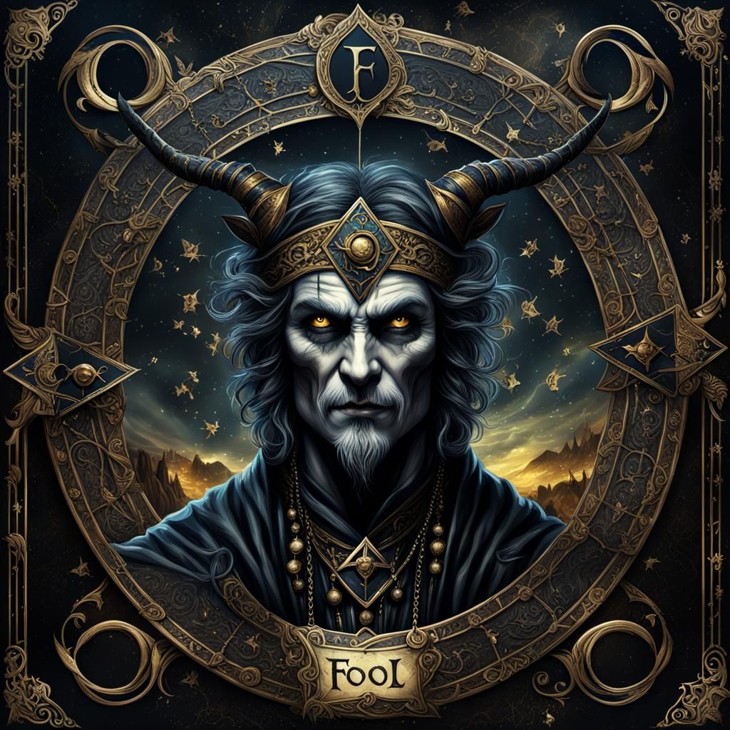 Gothic Tarot Card: The Fool in Dark Fantasy Style