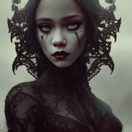 Hauntingly Beautiful Goth Girl: Digital Illustration