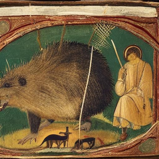 Hedgehog Sewing Kangaroo Pouch: A Classical Scene