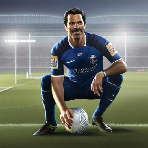 Determined Soccer Coach on the Pitch: Digital Art