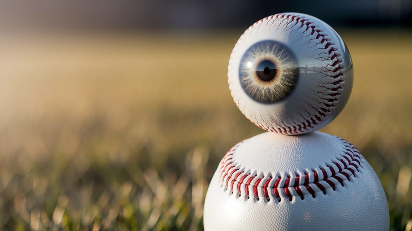 Giant Eyeball on Baseball in Golden Field