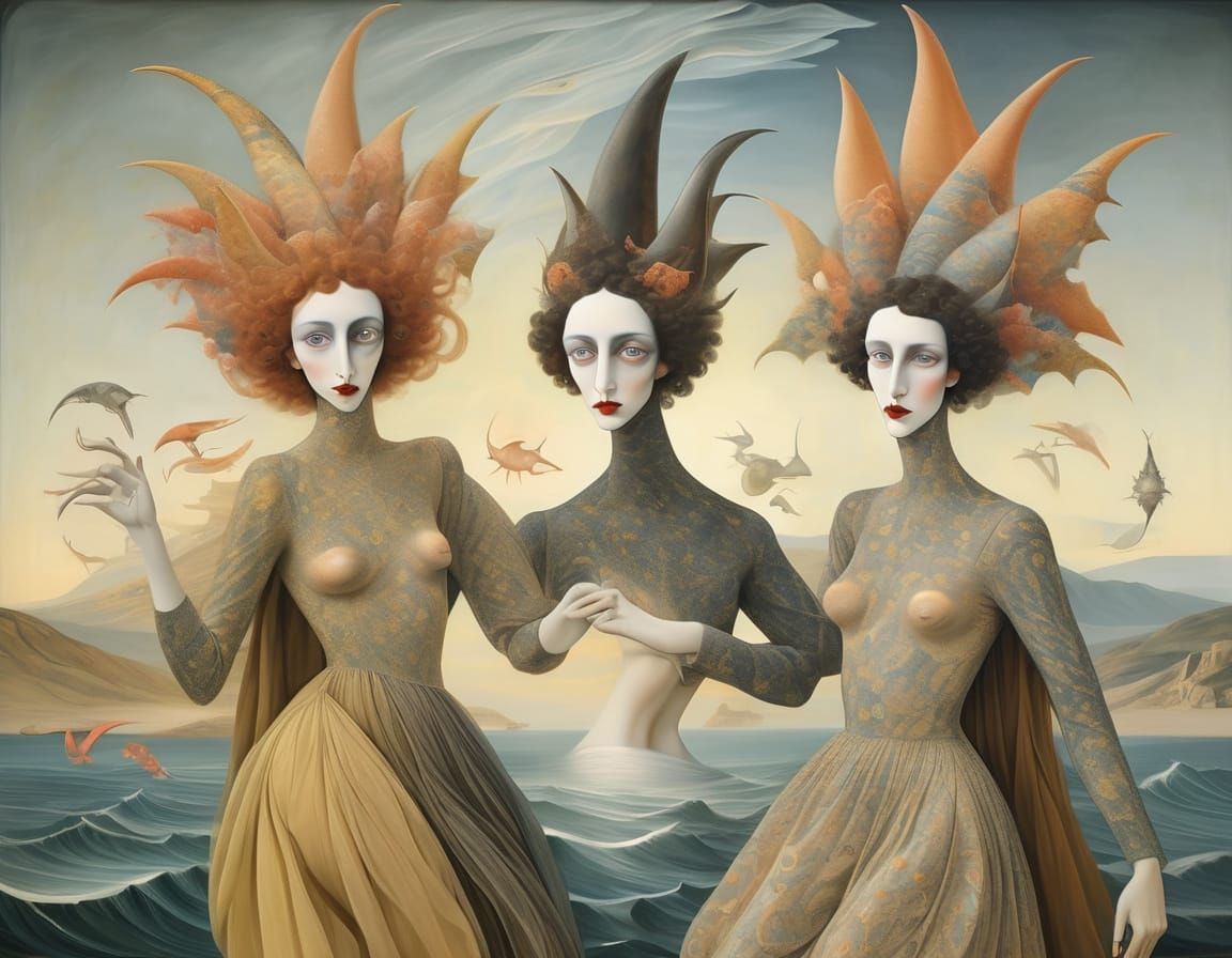 Surreal Androgynes Dancing in Tenebrous Dreamscape