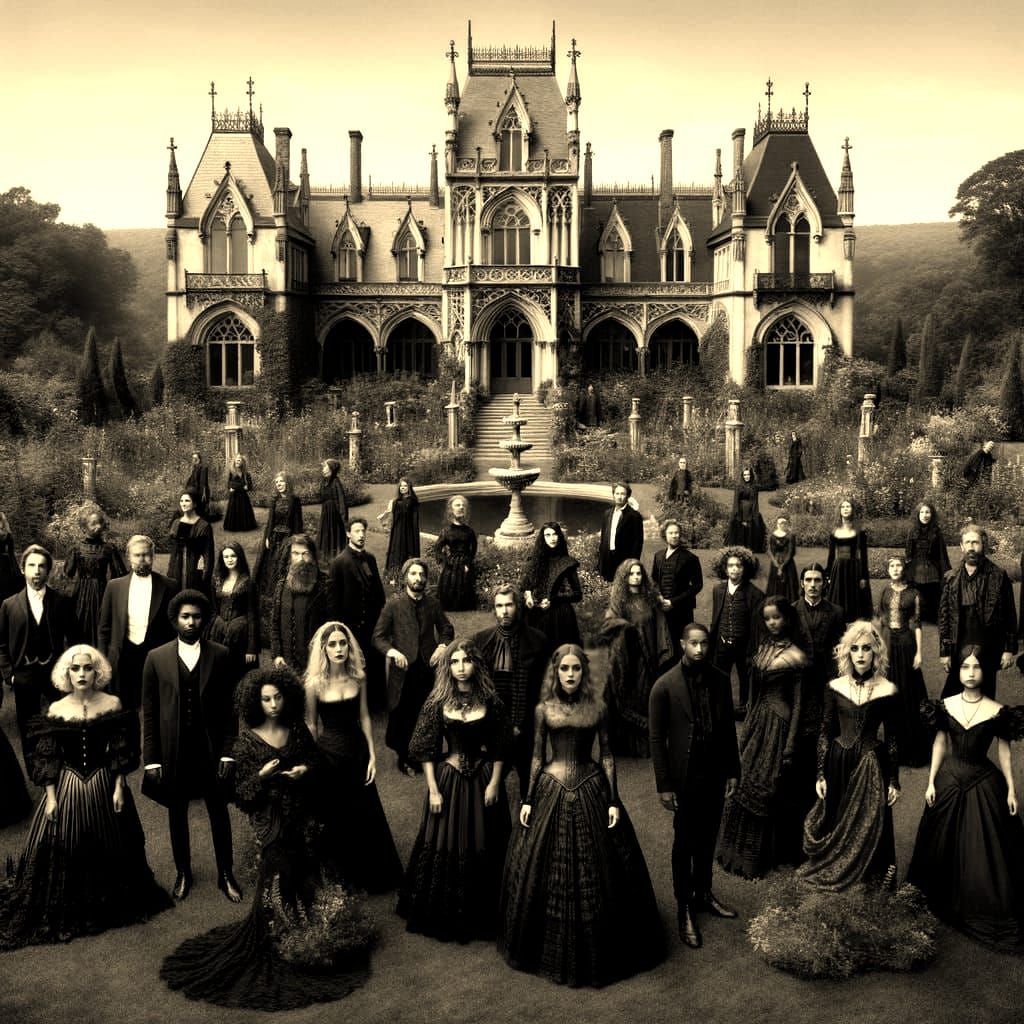 Gothic Gathering in a Grand Estate