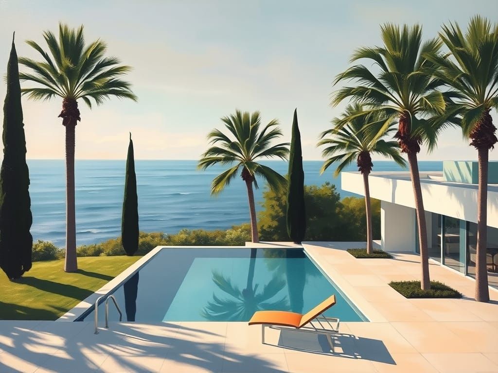 Modern Ocean House in Abstract Expressionist Style