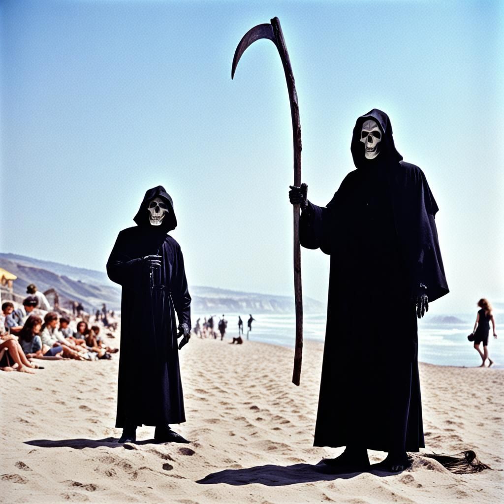 Grim Reaper on California Beach, 1973