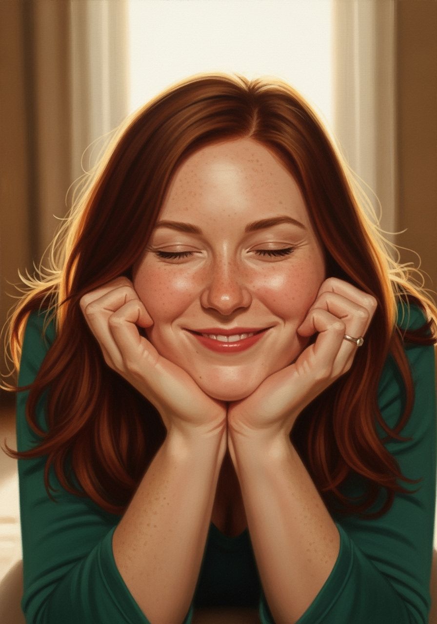Woman Smiling in Morning Light as Oil Painting