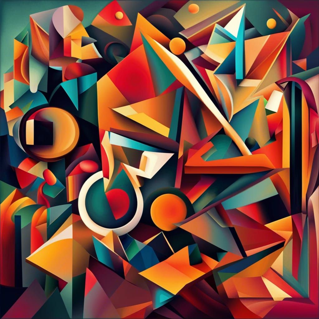 Colorful Abstract Shapes in Geometric Fauvism Style