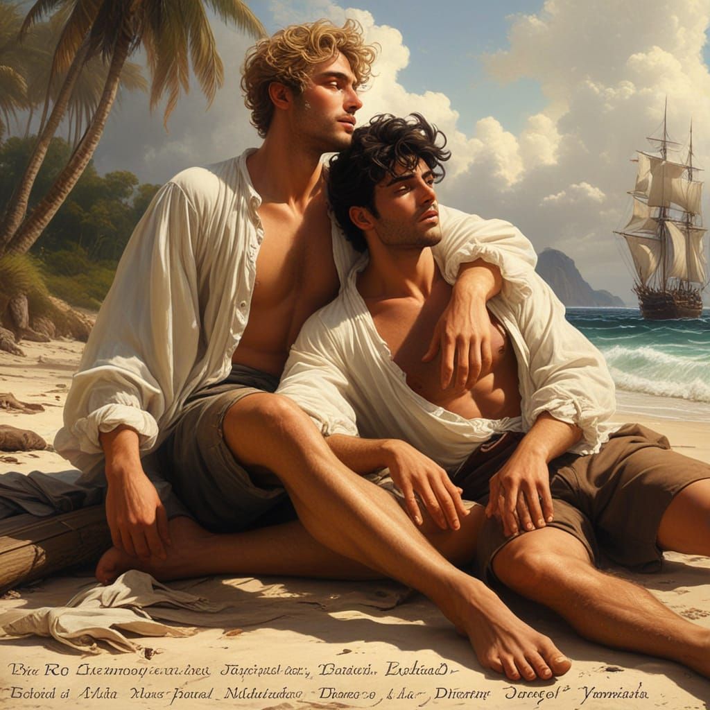 Two French Aristocrats Relax on a Tropical Island in a Rococ...