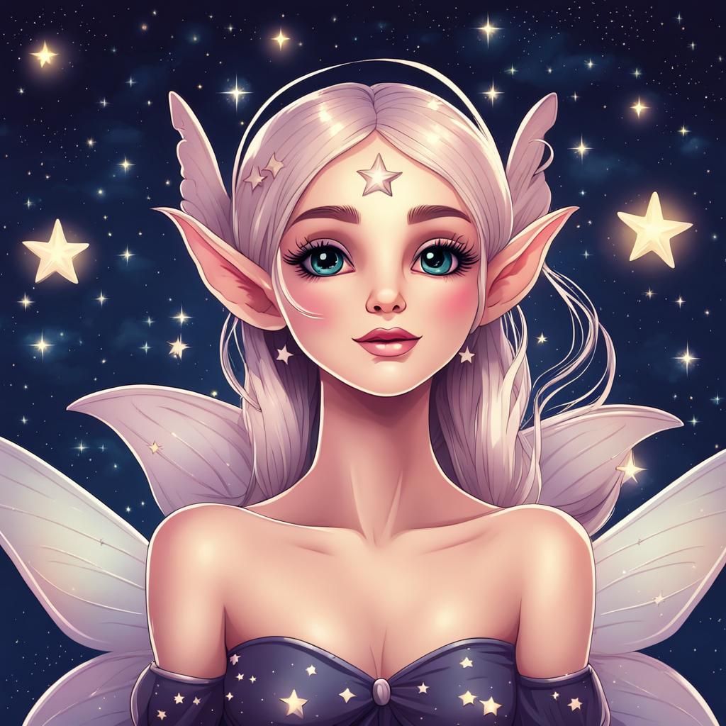 Enchanting Fairy Elf in Starry Sky