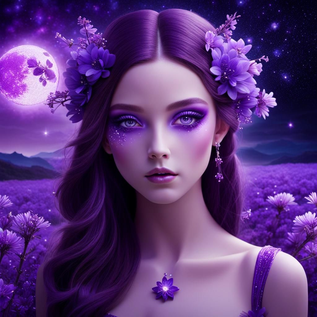 Purple Dreamscape Face with Almond Eyes
