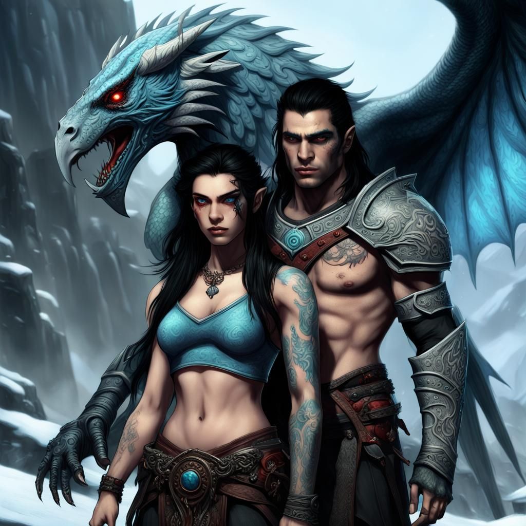 Dragonborn Warriors in a Fantasy Landscape