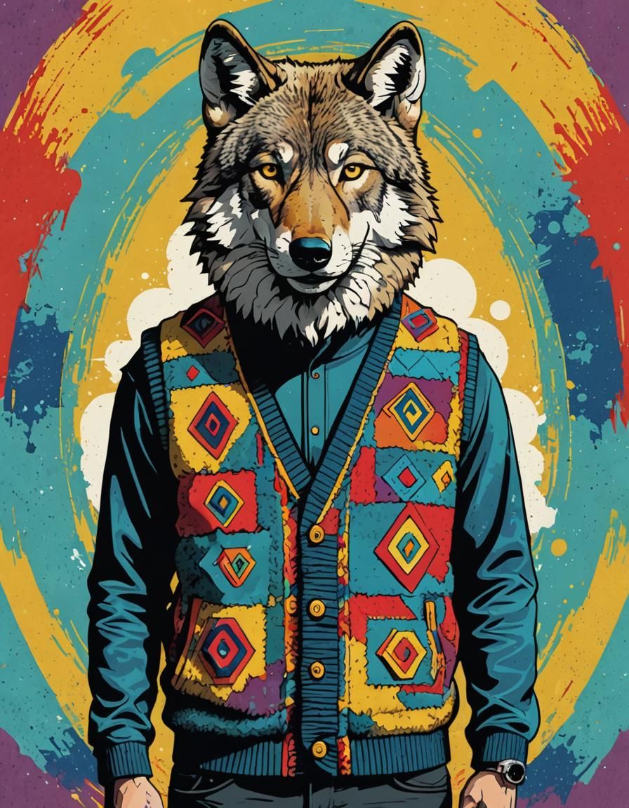 Anthropomorphic Wolf in Sheep's Clothing: Pop Art