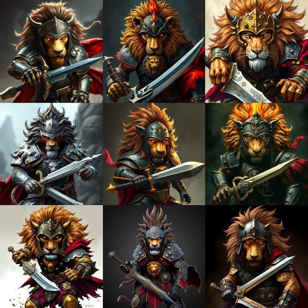 Majestic Lion Warrior in Steel Armor
