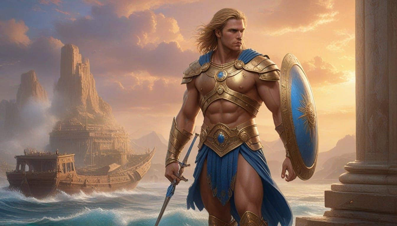 Achilles Departs for Epic Battle in Ancient Greek Armor