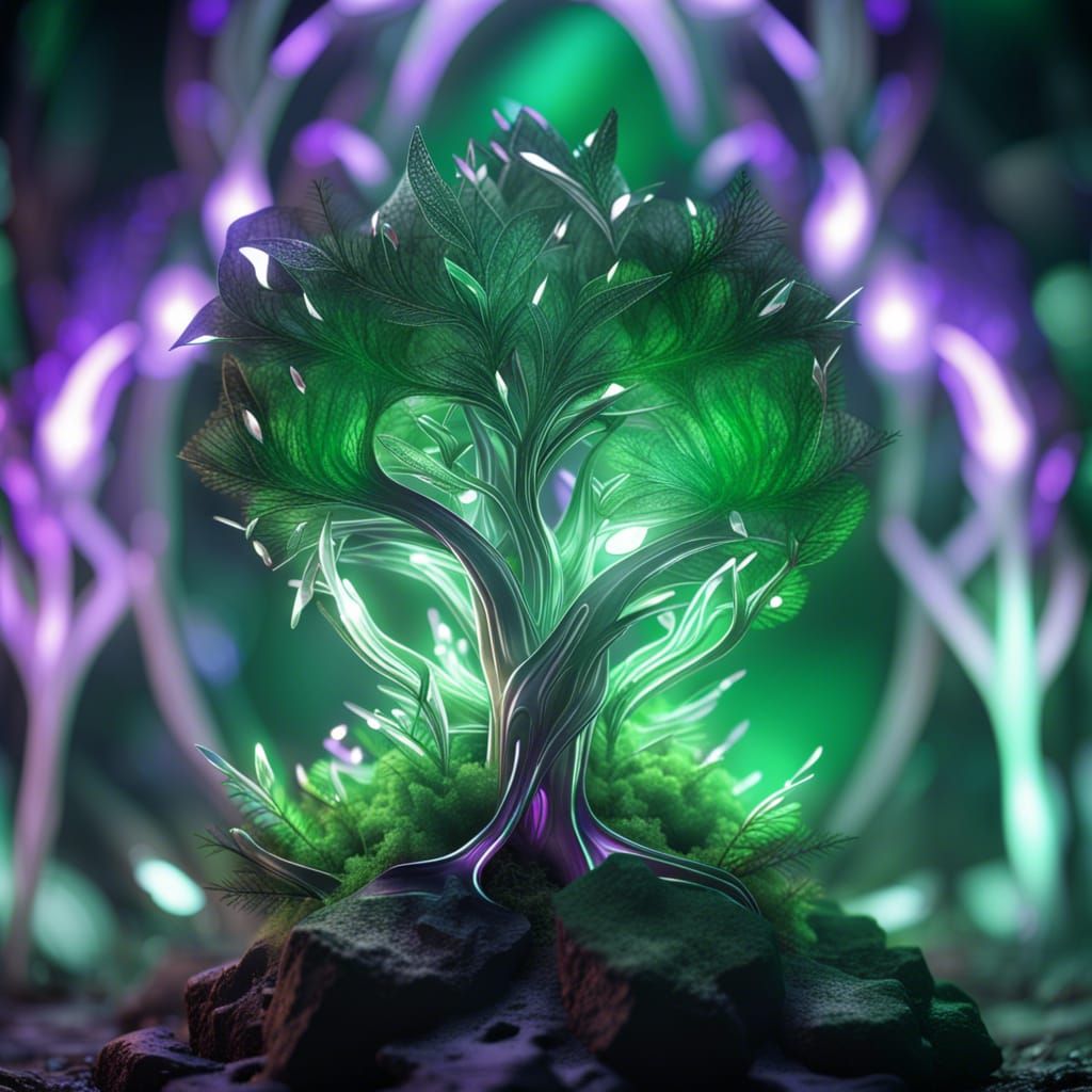 Crystal Forest: Green, Silver, and Purple Fantasy