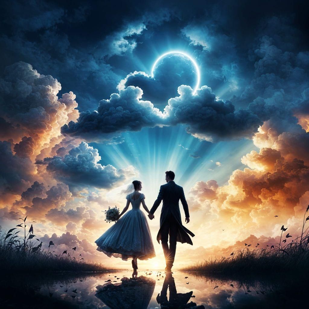 Happy Newlyweds in Love: A Matte Painting