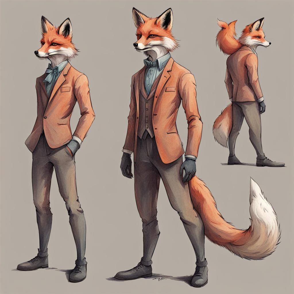 Full-Body Portrait of Fox Man