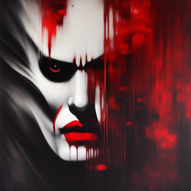 Vampire Dualism: Surreal Impression in Oil on Canvas