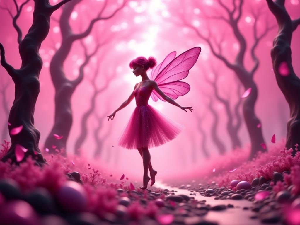 Enchanted Whimsical Fairyland in Vibrant Pink