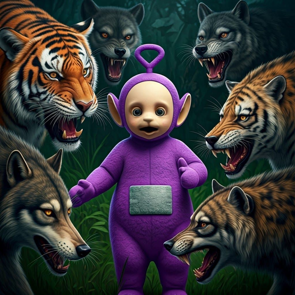 Terrified Teletubby Beset by Savage Beasts in H.R. Giger-Ins...