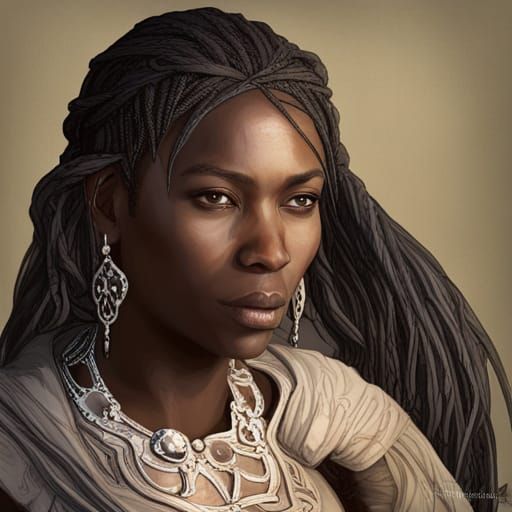 Medieval African Woman Portrait in Hyperdetailed Digital Art