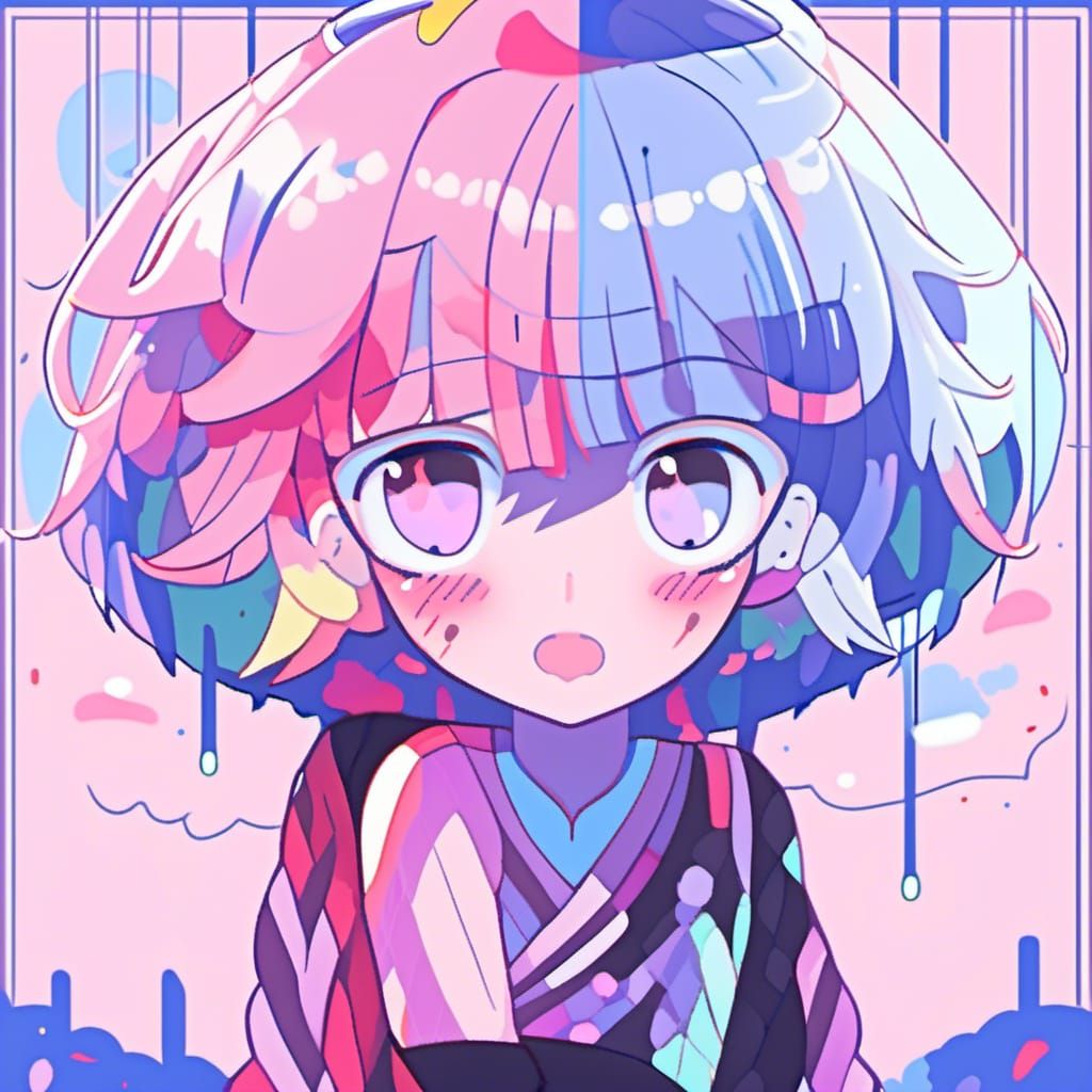 Pink and Black Slime Girl in Anime Style