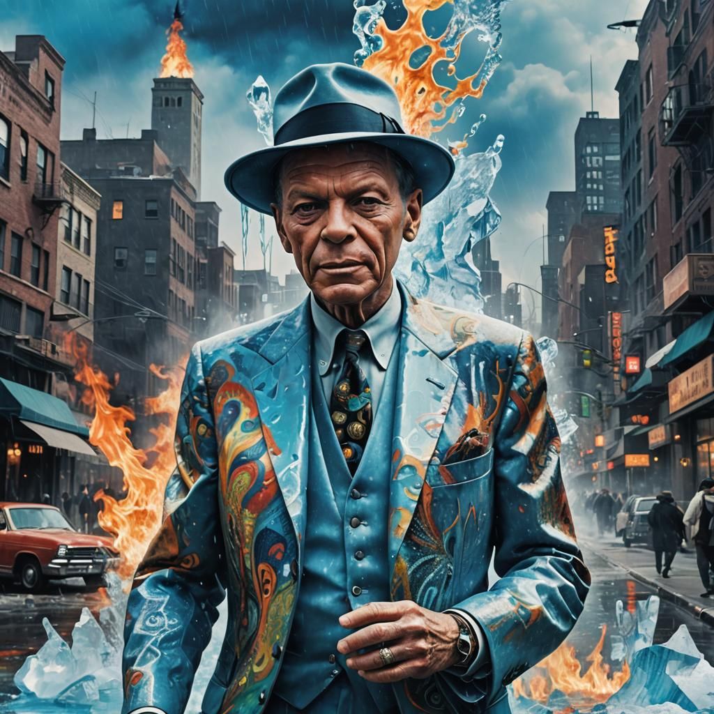 Surreal Sinatra as Psychedelic Shaman in Burning City