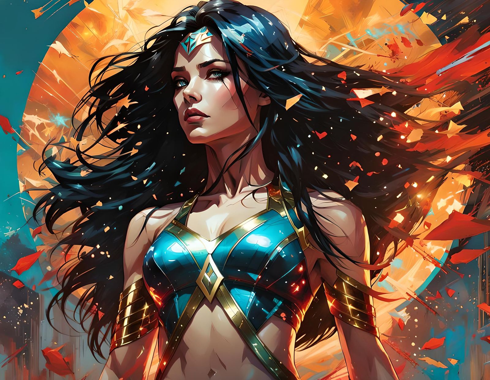 Donna Troy in Bikini, Anime Art Style