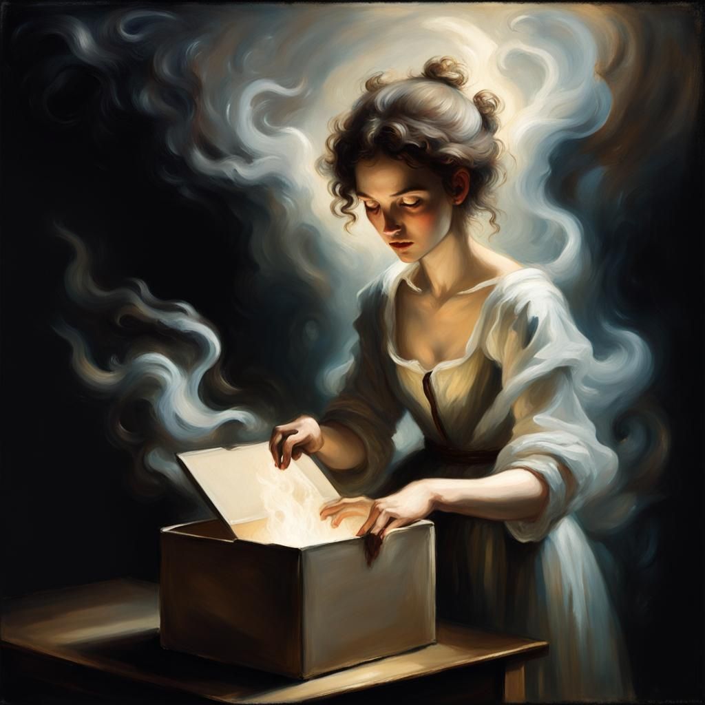 Pandora's Box: Mythological Oil Painting in Renaissance Styl...