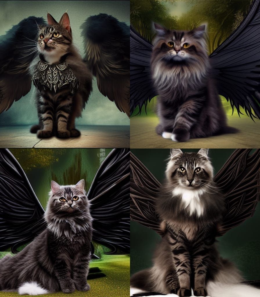 Armored Winged Cat: An Epic Digital Painting