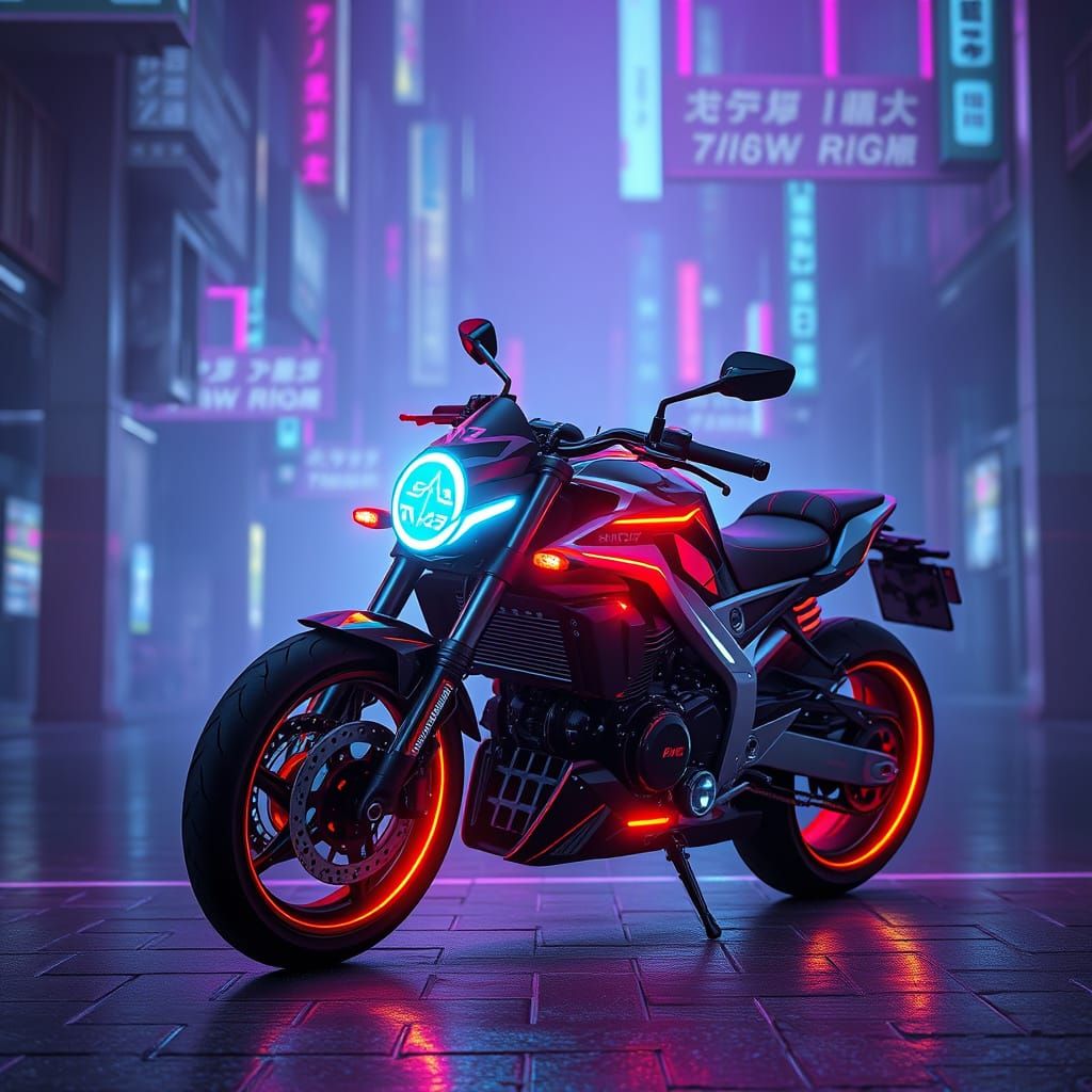 Neon Cyberpunk Motorcycle
