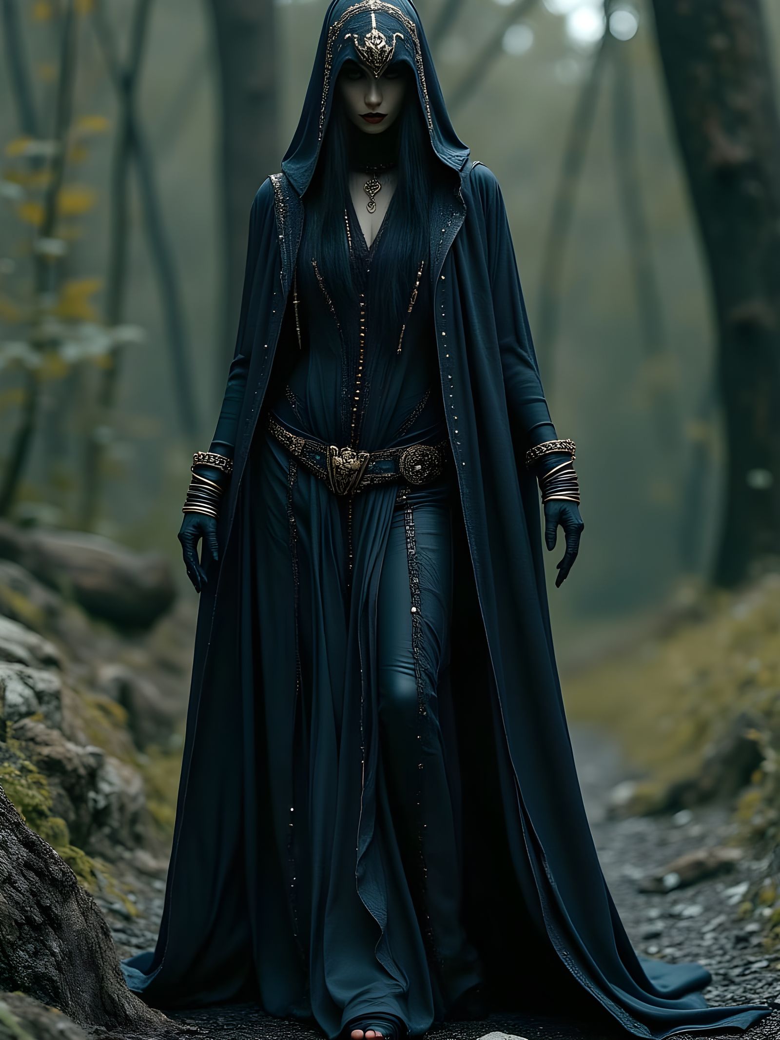 Dark Elf Priestess in Macabre Temple Rite