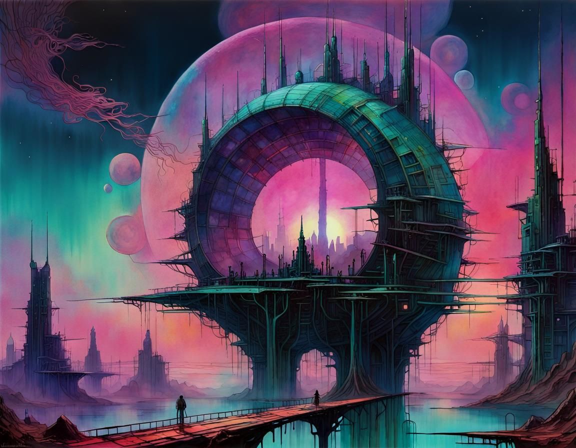 Retro-Futuristic Metropolis in Cel-Shaded Style