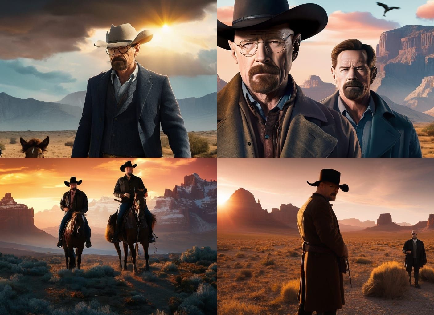Heisenberg as Cowboy Rides into Sunset, Hyperdetailed Art