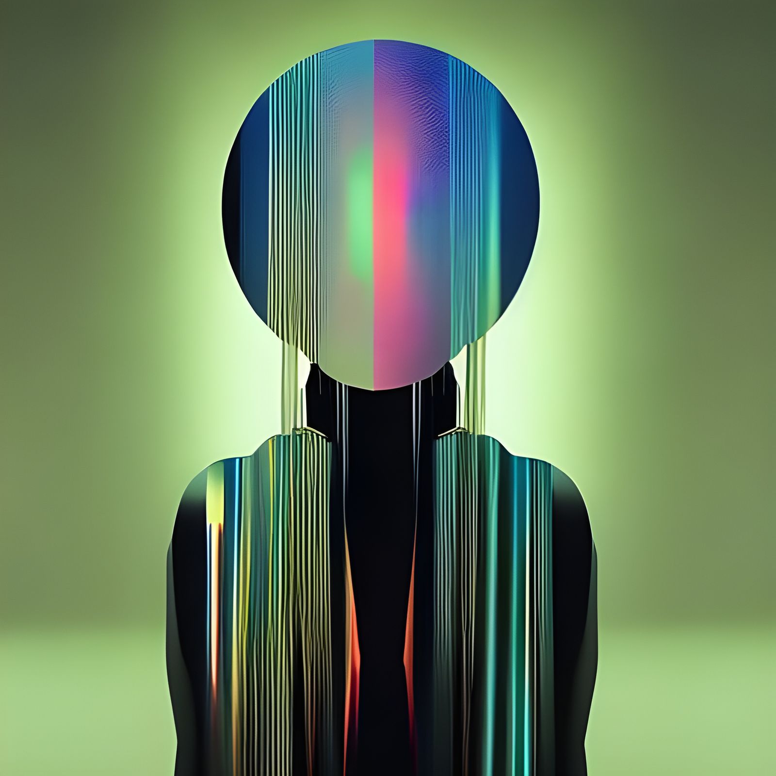 Minimalist Grief Portrait with Glitch Effect