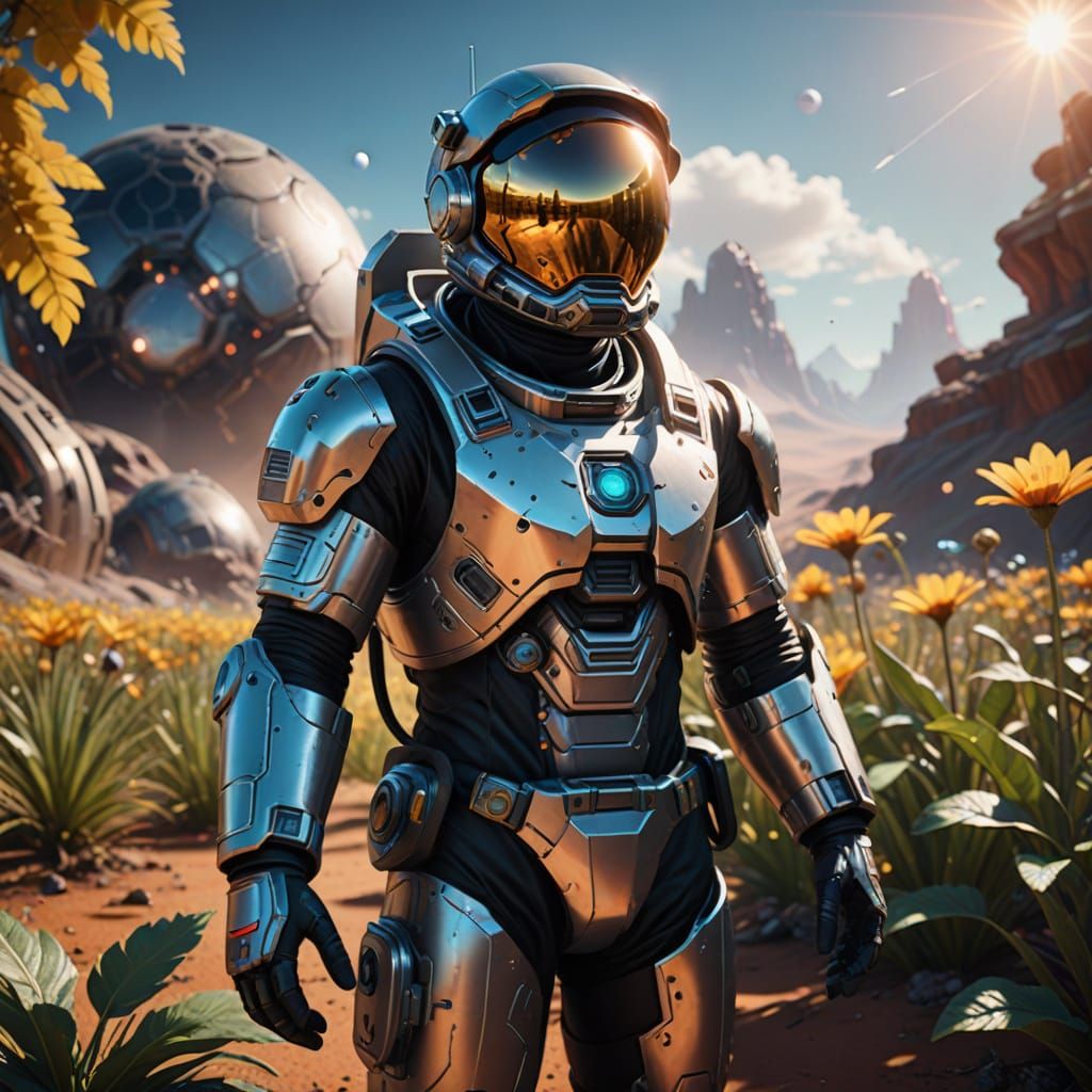 Astronaut on Alien Planet in Sci-Fi Digital Art