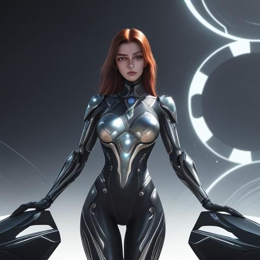 Elegant Android Emerges from Shadows in Cyberpunk Style