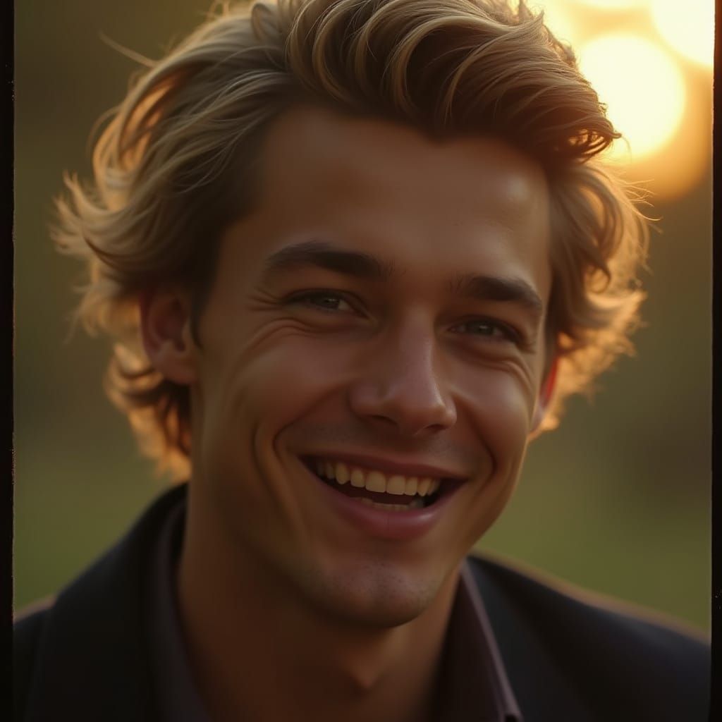 Handsome Man with Kind Eyes in Golden Hour Light