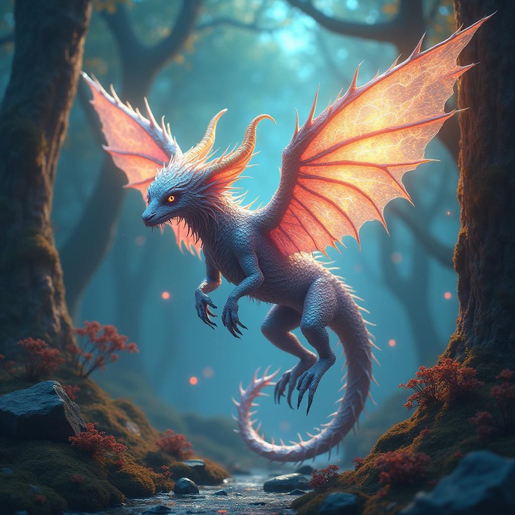 Glowing Mystical Creature in Fantasy Realm
