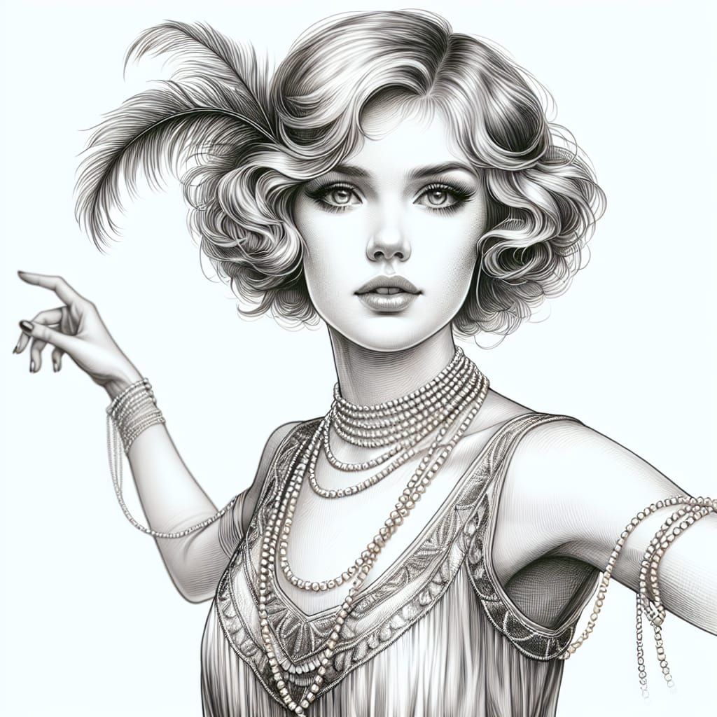 Elegant 1920s Flapper Girl Dancing Portrait