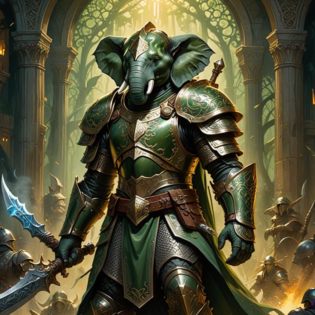 Ethereal Fantasy Paladin in Intricate Green Armor